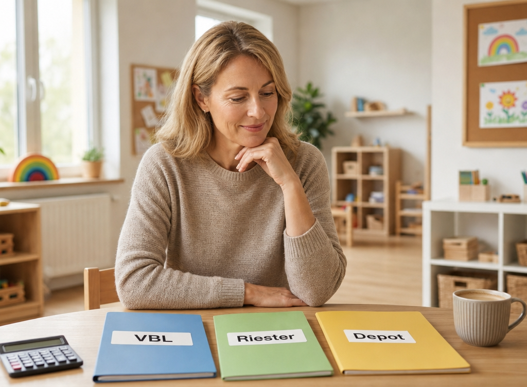 Erzieherin vergleicht 2026 VBL, Riester und Altersvorsorgedepot für ihre Rente